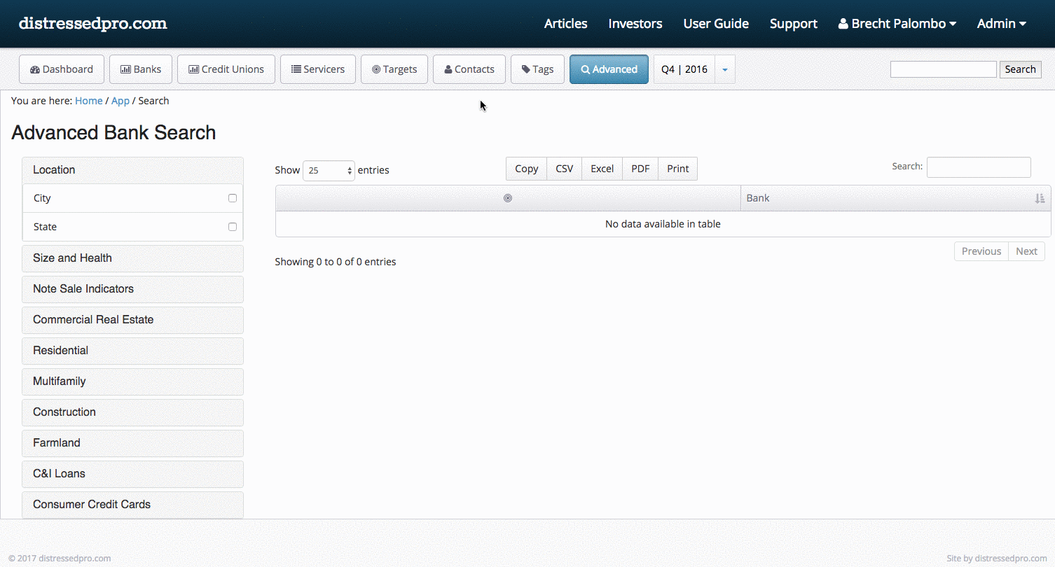 BankProspector Advanced Search